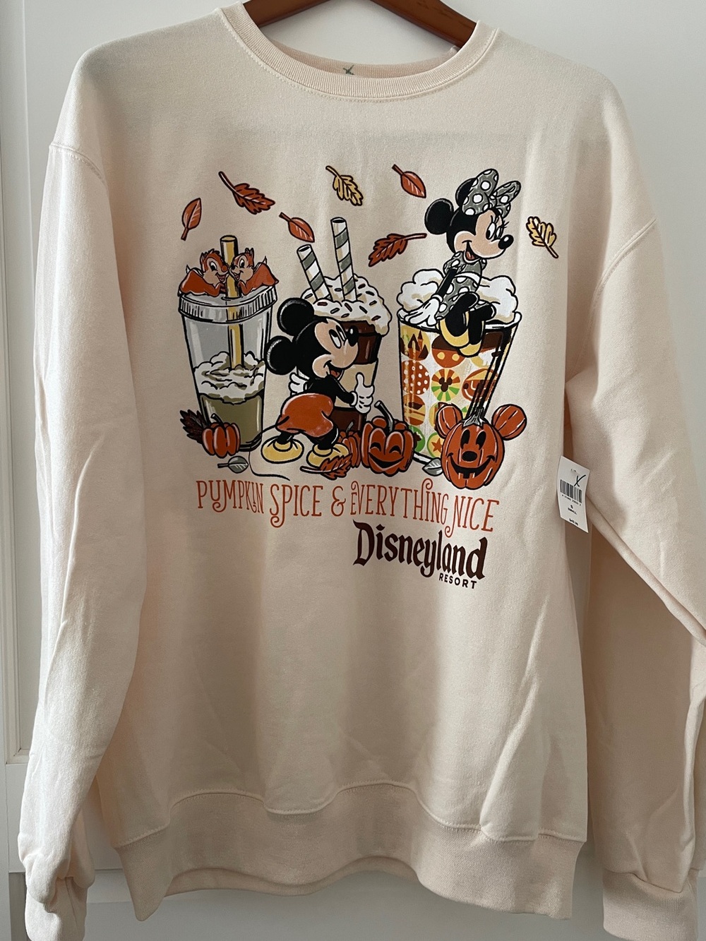 Disney Cream Pumpkin Spice Mickey & Minnie Graphic Sweatshirt